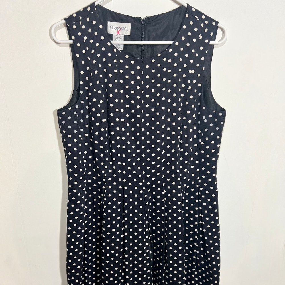 Playful and Chic: Chadwick's Women Black Polka Dot Dress | Size 12
